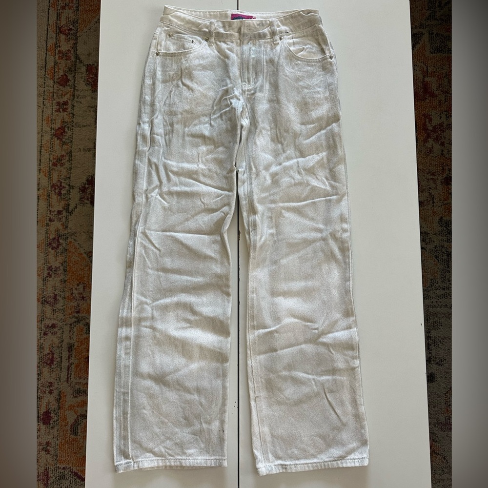 Edikted silver coated straight leg jeans